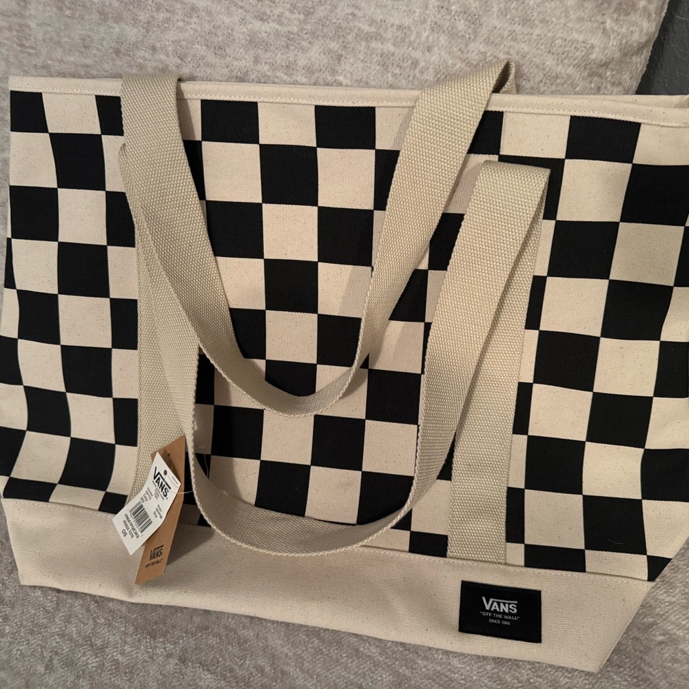 Vans Checkered Tote Bag - Black and Cream